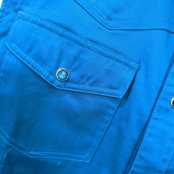 New Blue Western Button Front Sleeveless Top Cowboy Size XXL - Picture 4 of 7